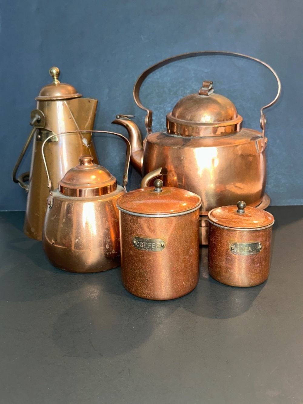 Copper Kettles & Canisters Vintage/ Antique